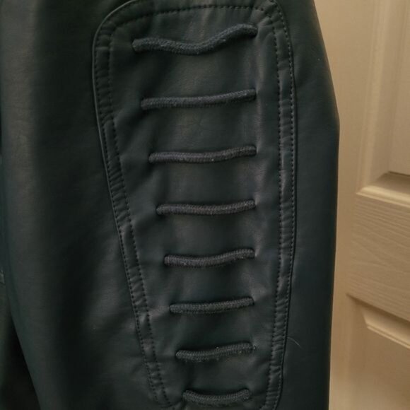 Faux Leather moto jacket blue Women's 1X 1XL motorcycle sexy - Picture 5 of 9